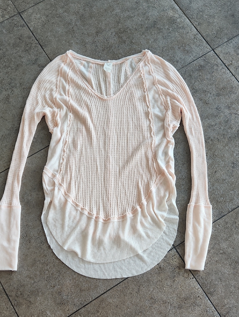 NWOT...9We The Free ...Light Pink Waffle Top